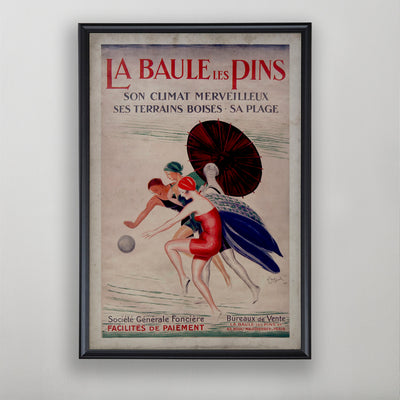 Vintage French Tourism Poster, La Baule Les Pins, Antique Travel Art Print, 20th Century