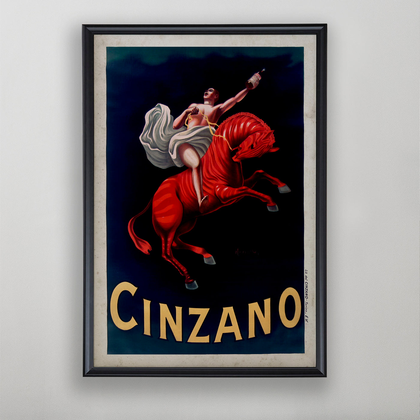 Vintage Italian Liquor Poster, Cinzano Italian, Italian Home Decor, 20th C.