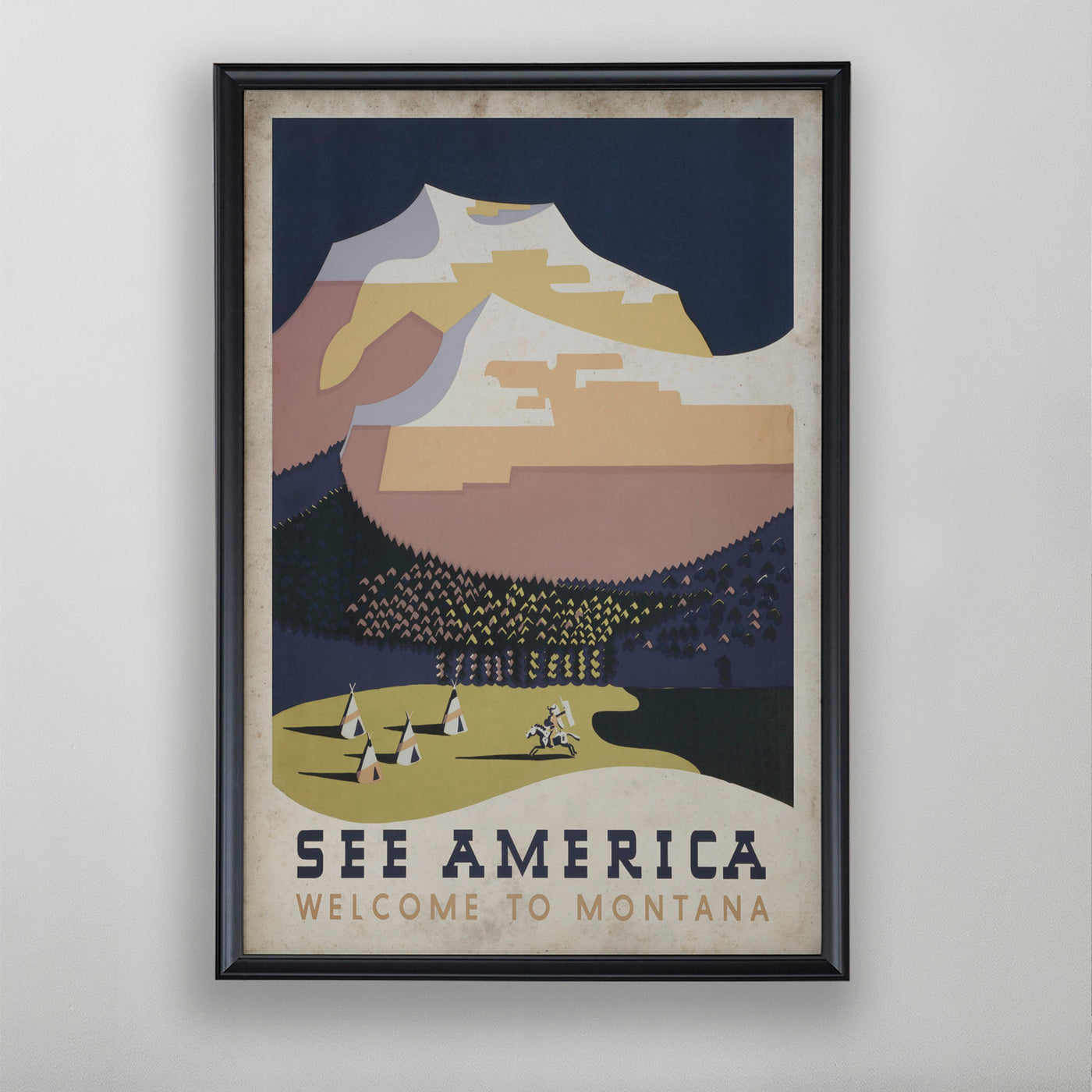 Vintage Montana Travel Poster, Montana Tourism Advertisement, American Travel Art, 20th C.