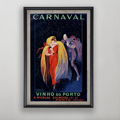 Carnaval Vinho do Porto, Portuguese Poster Art, Vintage 20th Century Advertisement