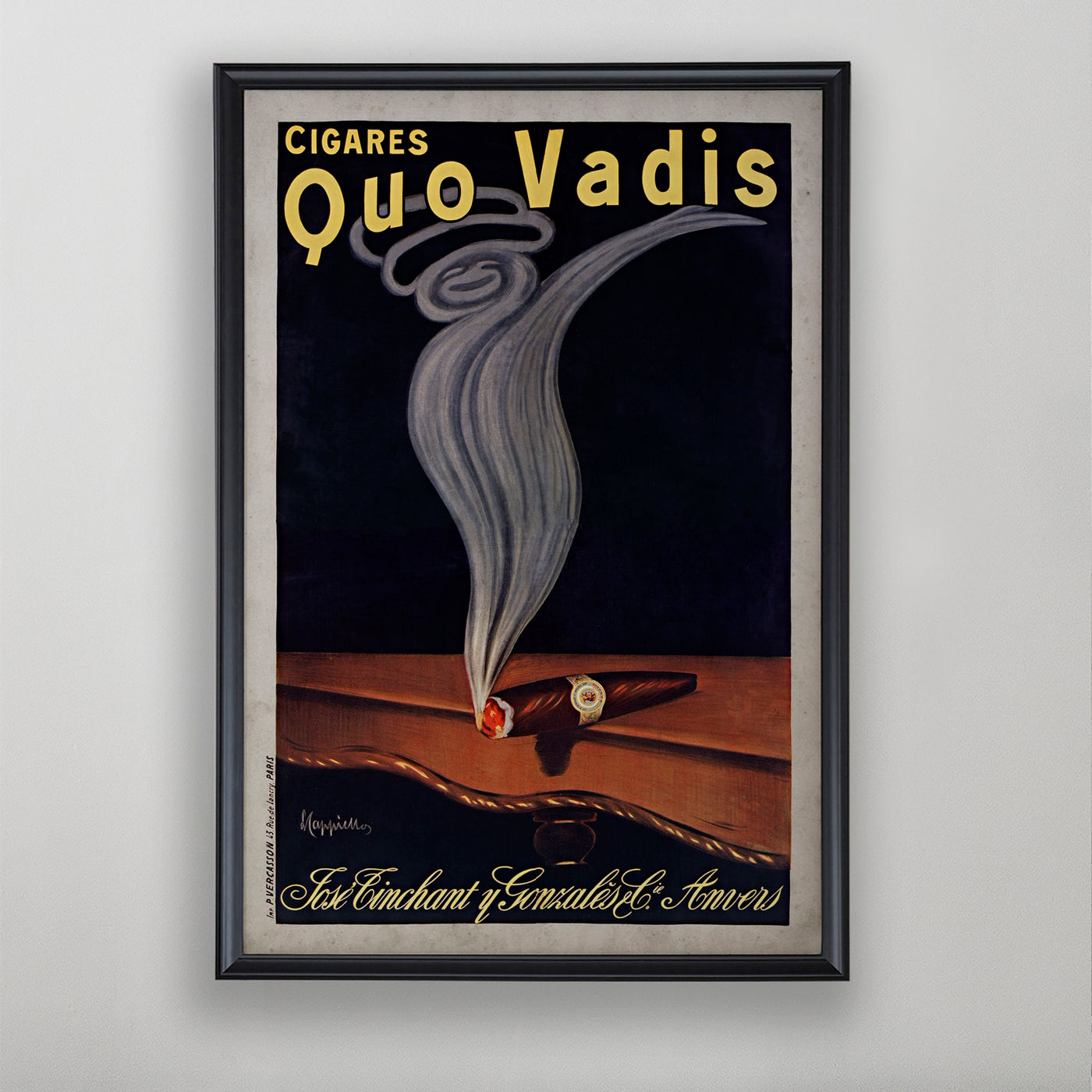 French Cigar Poster, Cigares Quo Vadis Advertisement, Vintage Smoking Decor, 20th C.