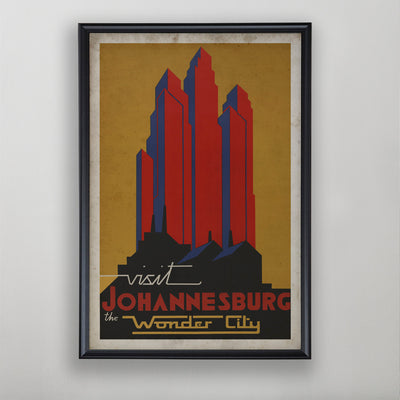 Vintage Travel Tourism Poster, Johannesburg, South Africa Travel Poster 20th C.