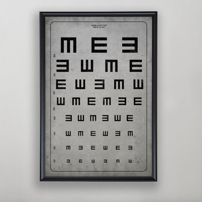 Tumbling 'E' Vision Test Chart Print, 20th Century Eye Chart, Vintage Optometry Chart Wall Art, Historical Medical Decor, Antique Eye Chart Poster