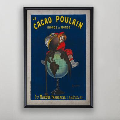 Vintage French Food Poster, Le Cacao Poulain, French Poster Home Decor  20th C.