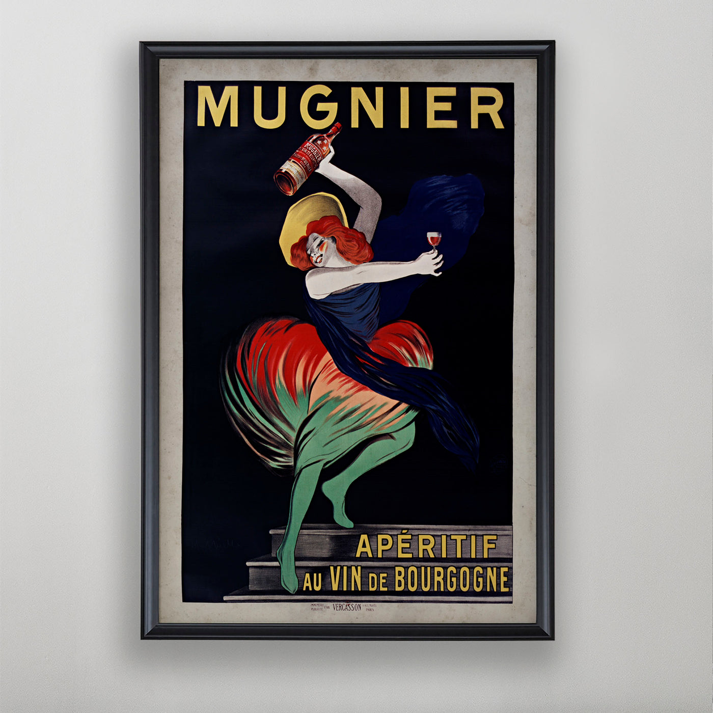 French Wine Advertisement, Mugnier Vin De Bourgogne Poster, Vineyard Wall Art, 20th C.