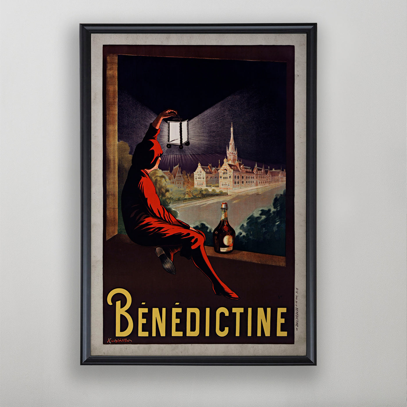 French Liqueur Poster, Bénédictine Advertisement, Distillery Decor, 20th C.