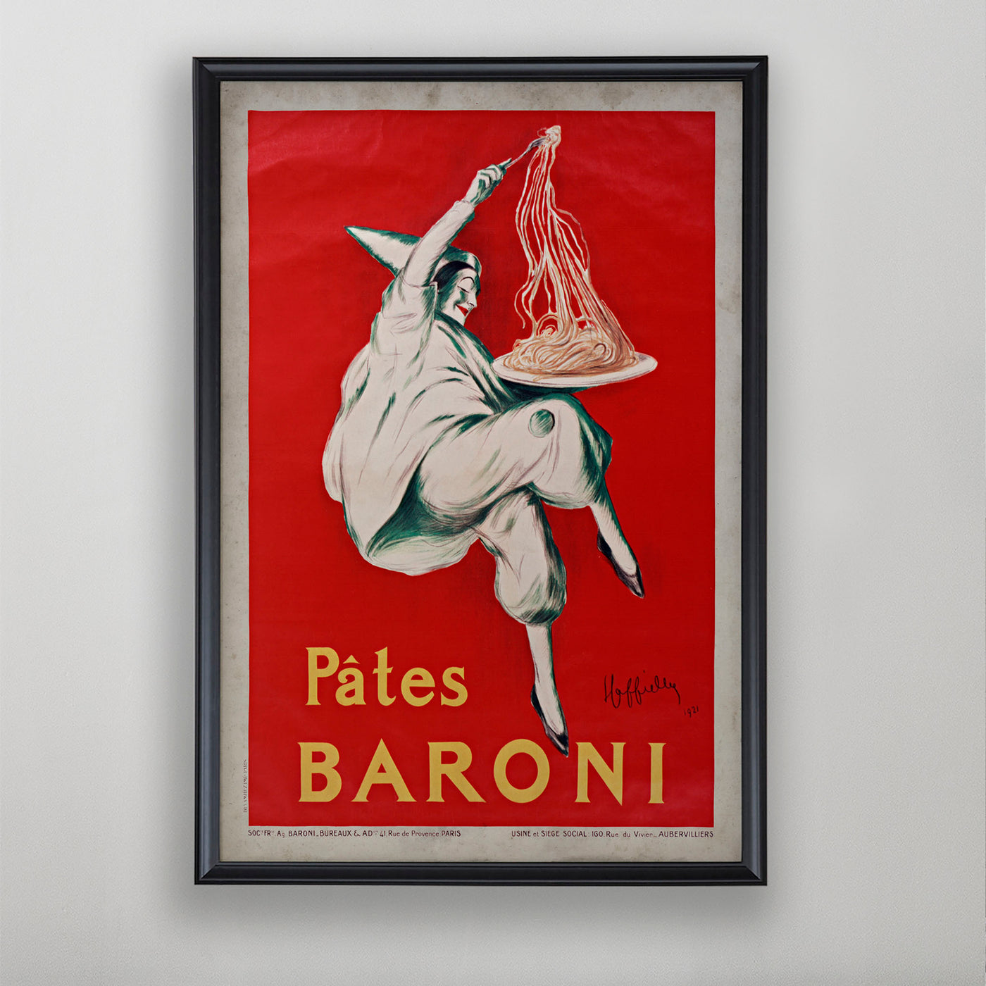 Vintage Culinary Poster Art, Pâtes Baroni, Italian Advertisement Wall Art, 20th C.