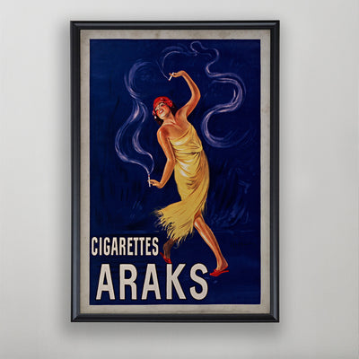 French Cigarette Poster, Cigarettes Araks Advertisement, Vintage Tobacco Decor, 20th C.