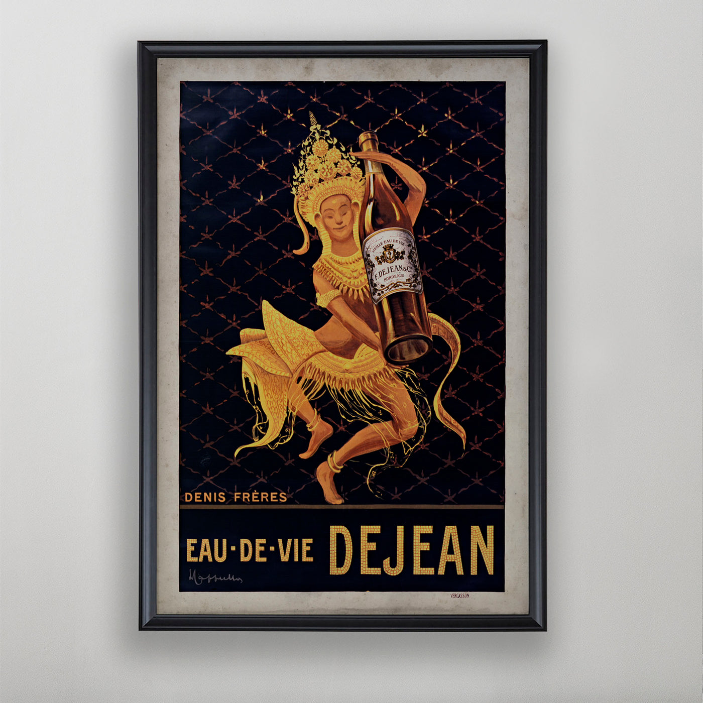 French Liquor Poster, Eau De Vie Dejean Advertisement, French Home Decor, 20th C.