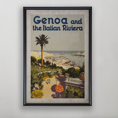 Vintage Italian Tourism Poster, Genoa and the Italian Rivera Travel Poster, 20th C.