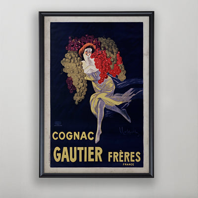 French Spirits Advertisement Poster, Cognac Gautier Frères, Vintage Liquor Poster Art, 20th C.