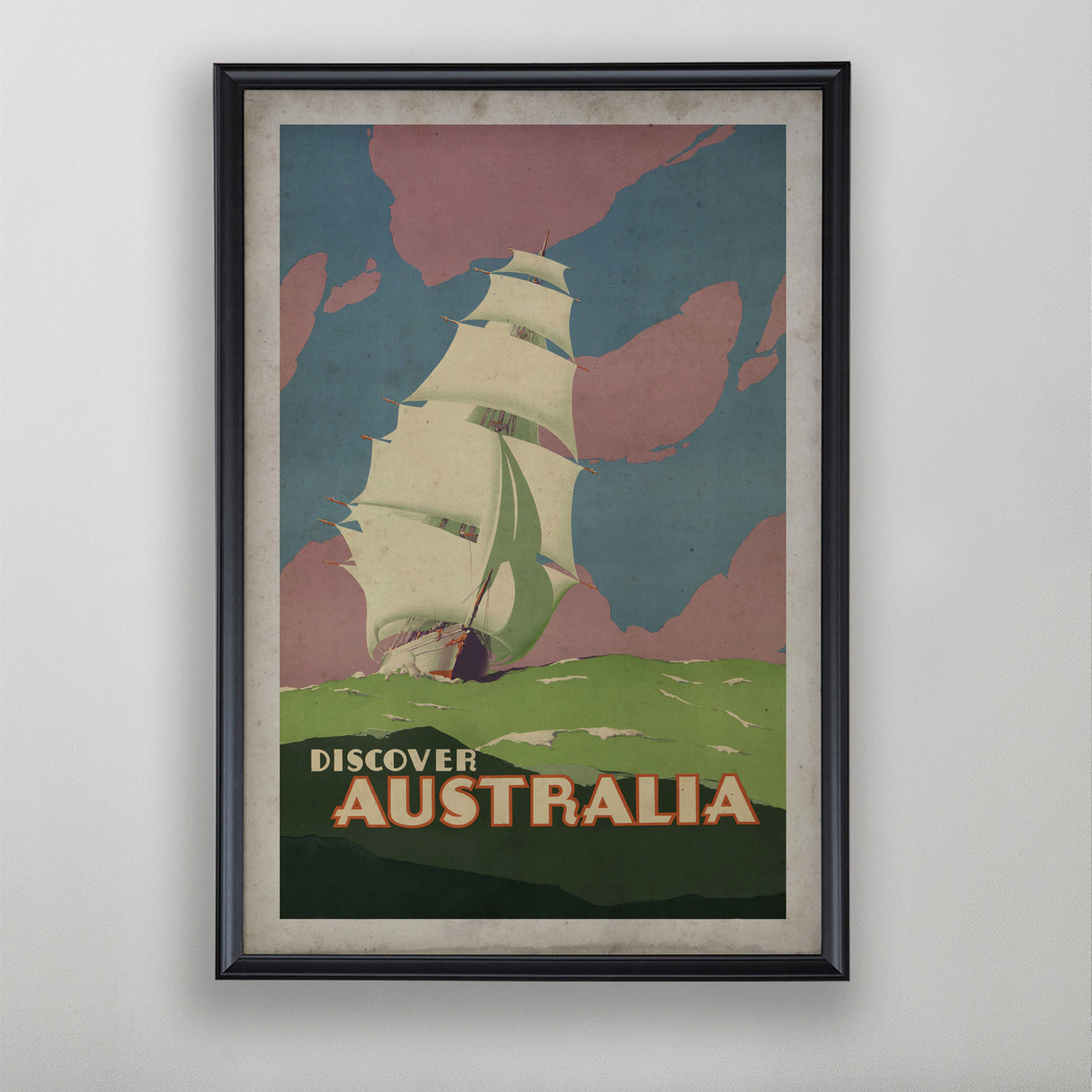 Vintage Australia Travel Poster, Australian Home Decor,  20th C.