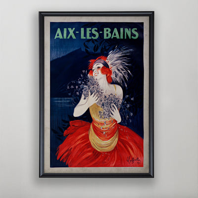 Aix-Les-Bains Travel Poster Advertisement, French Home Decor, Tourism Art, 20th C.