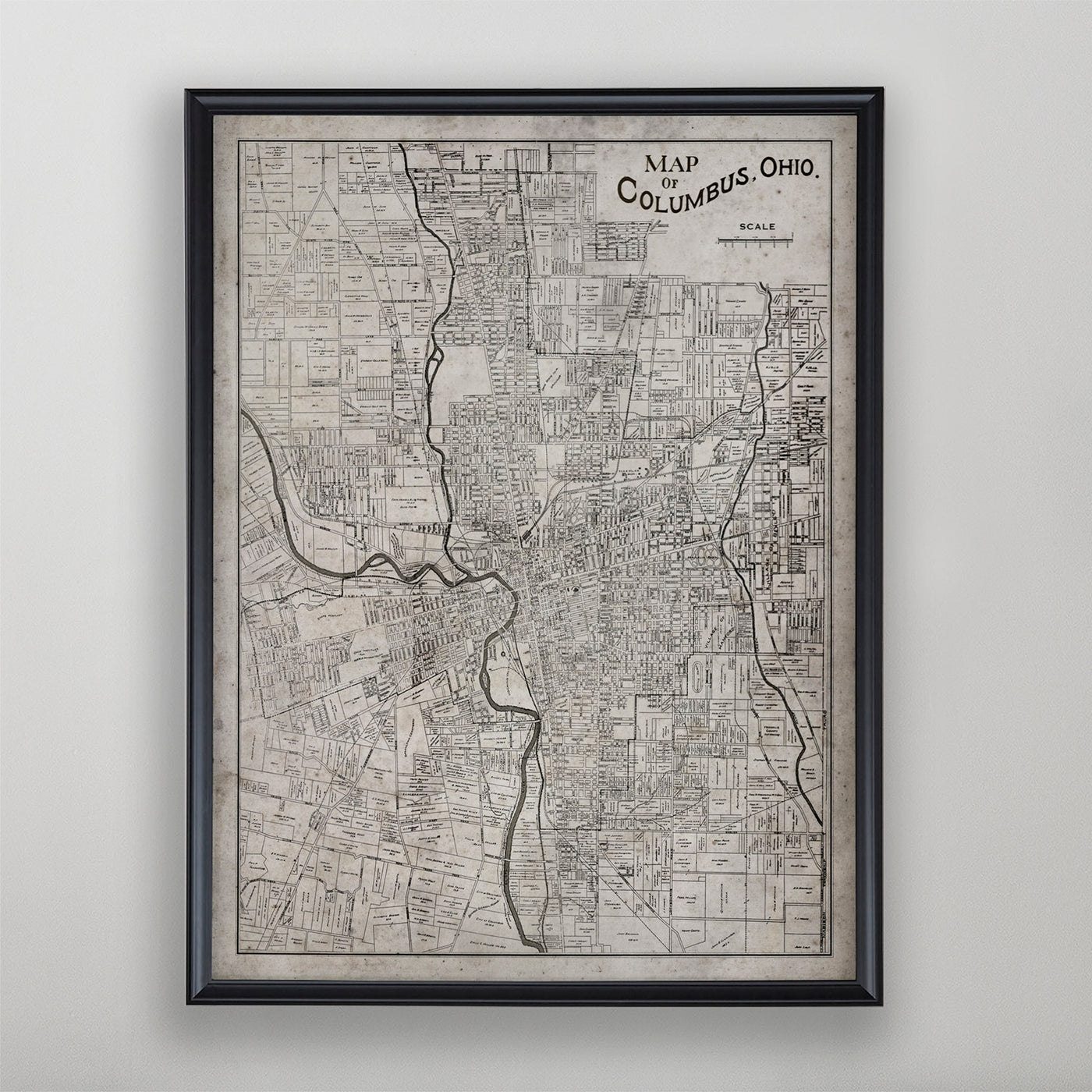 Columbus Map, Vintage Map of Columbus, Ohio Home Decor, 20th Century