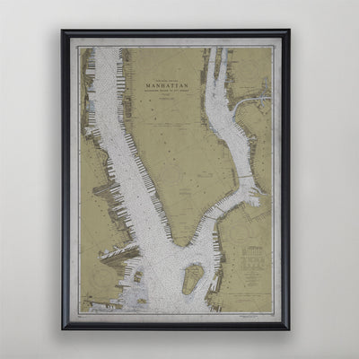 Manhattan Map, Vintage Nautical Chart of Manhattan, New York, New York Home Decor, 20th Century