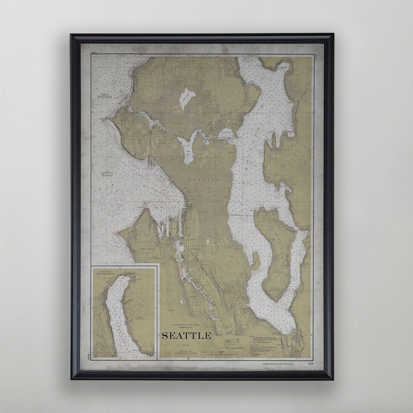 Seattle Map, Vintage Nautical Chart of Seattle, Washington Home Decor, 20th Century