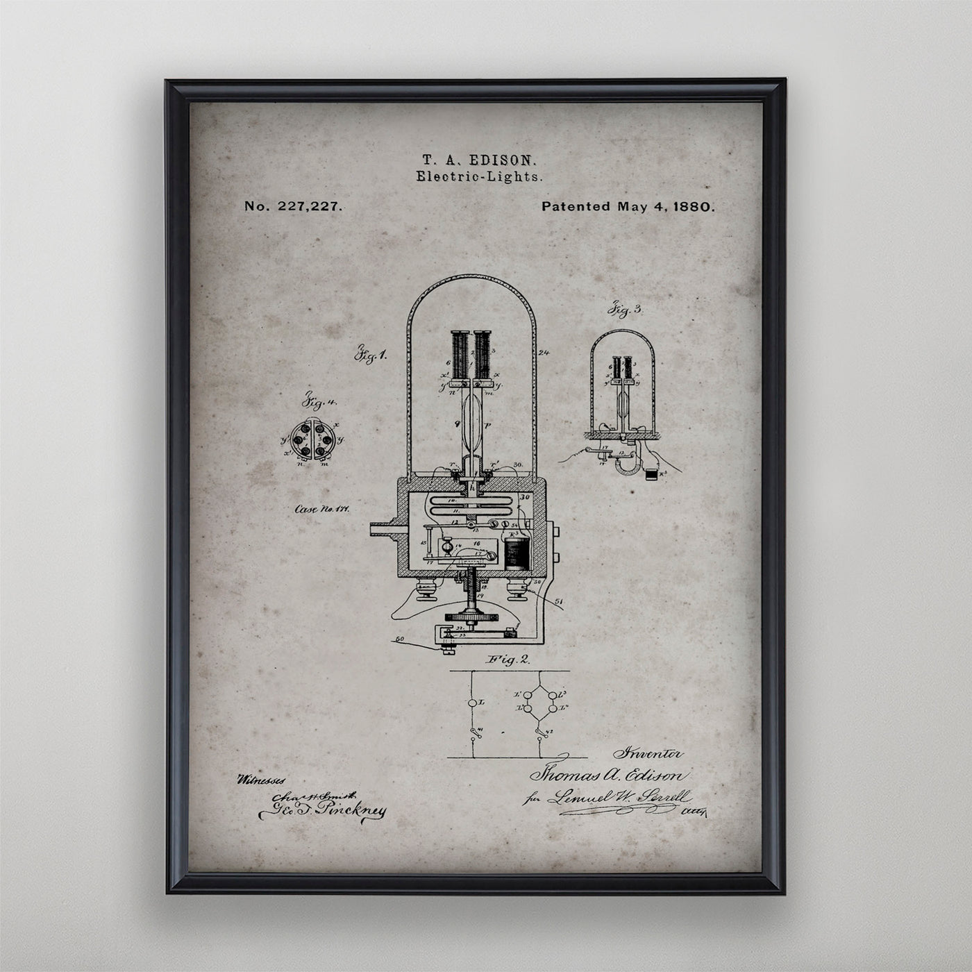 Electric Light Bulb Patent, Vintage Light Bulb Patent Art, Antique Light Bulb Patent Wall Decor, c. 1880 Thomas Edison