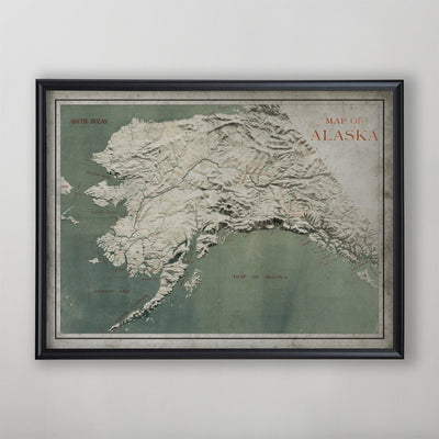 Alaska Map, Vintage Map of Alaska, Alaska Home Decor, 19th Century