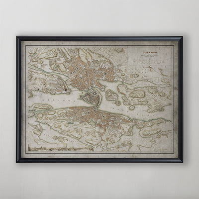 Stockholm Map, Vintage Map of Stockholm, Swedish Home Decor, 19th Century