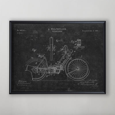 Motorcycle Patent, Vintage Motorcycle Patent Art, Antique Motorcycle Patent Wall Decor, c. 1895 A. Wolfmuller Velociped