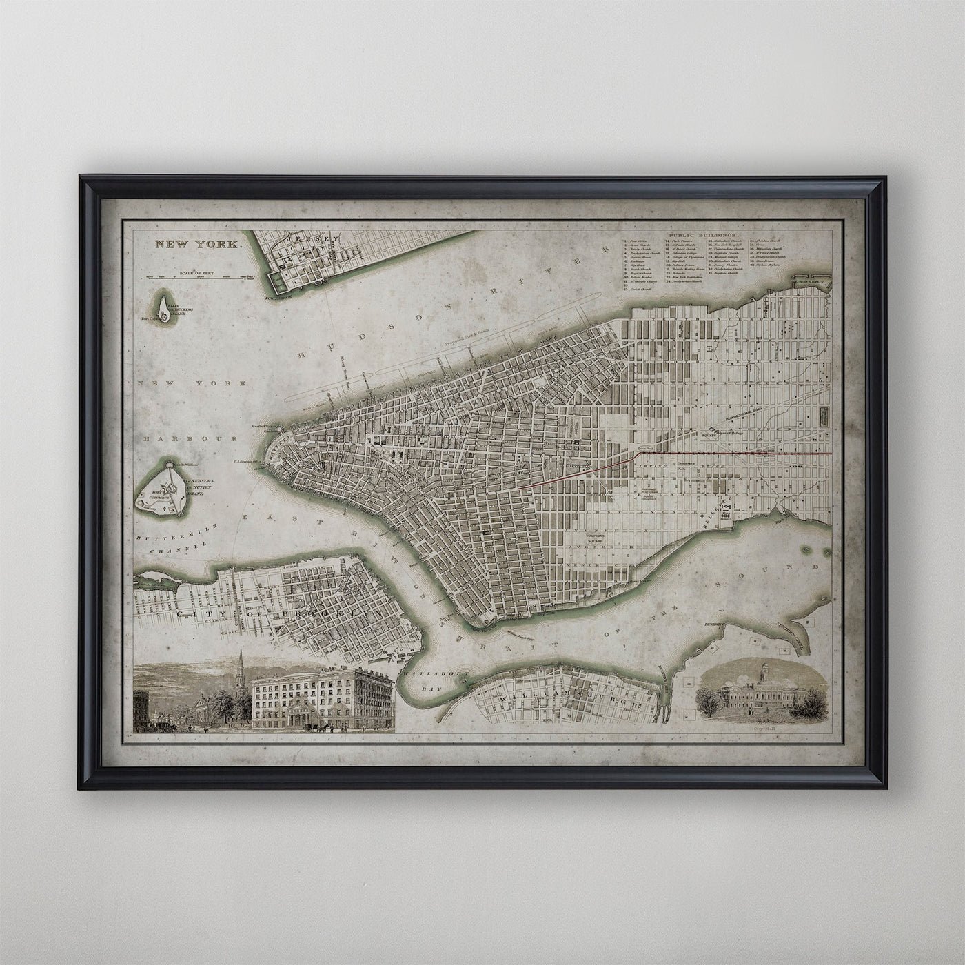 New York City Map Circa 19th C.