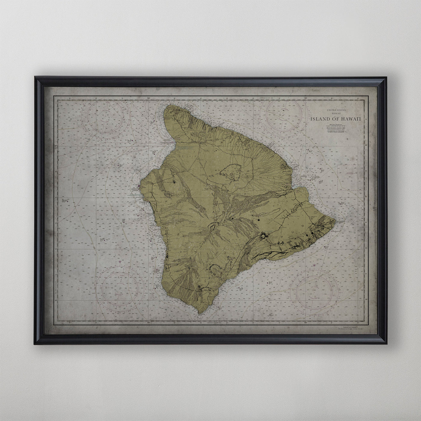 Vintage Nautical Map of Hawaii's Big Island, Early 20th Century Coastal Home Decor