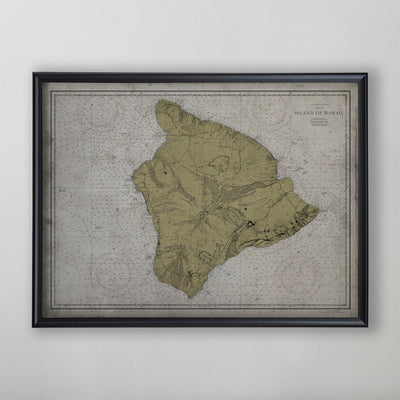 Vintage Nautical Map of Hawaii's Big Island, Early 20th Century Coastal Home Decor