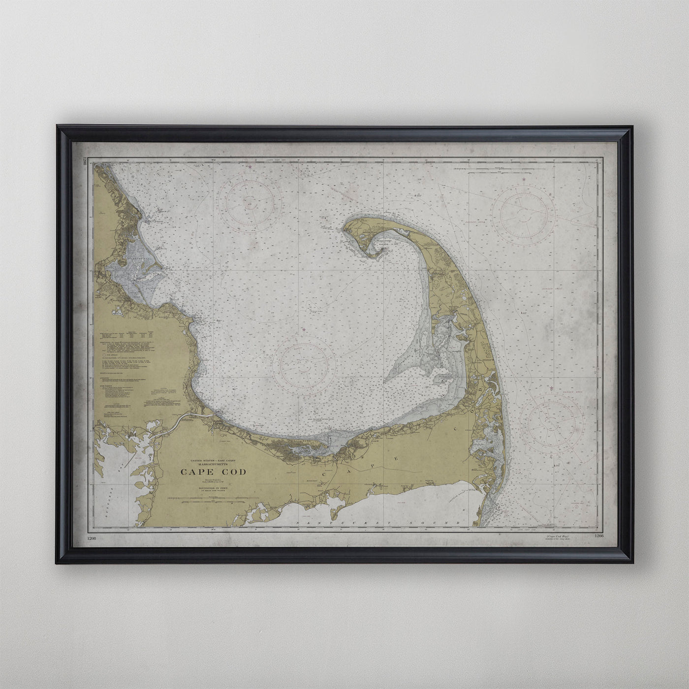 Cape Cod Map, Vintage Nautical Chart of Cape Cod, Cape Cod Home Decor, 20th Century