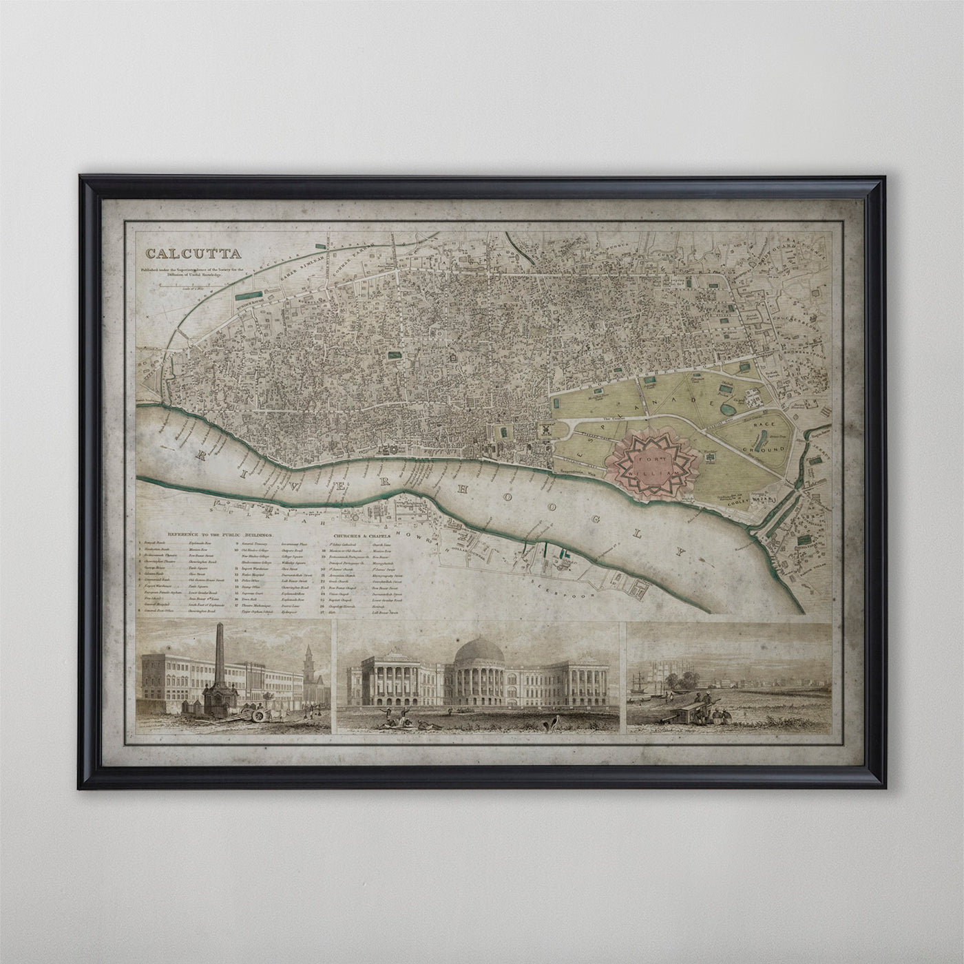 Calcutta Map, Vintage Map of Calcutta, Indian Home Decor, 19th Century