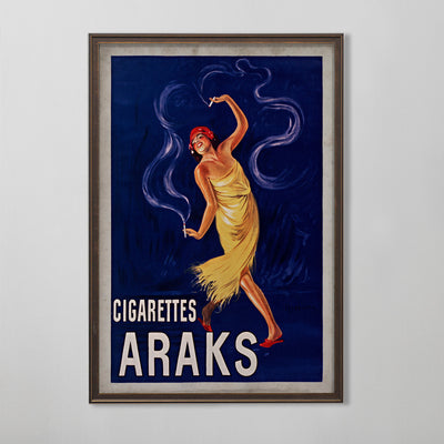 French Cigarette Poster, Cigarettes Araks Advertisement, Vintage Tobacco Decor, 20th C.