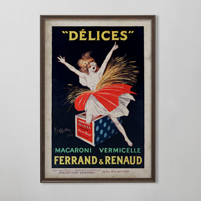 French Food Advertisement, Délices Maceroni Poster, Culinary Wall Art, 20th C.