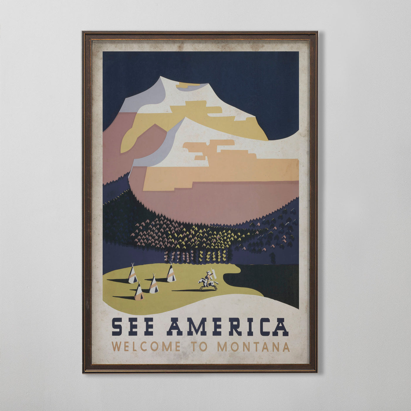 Vintage Montana Travel Poster, Montana Tourism Advertisement, American Travel Art, 20th C.