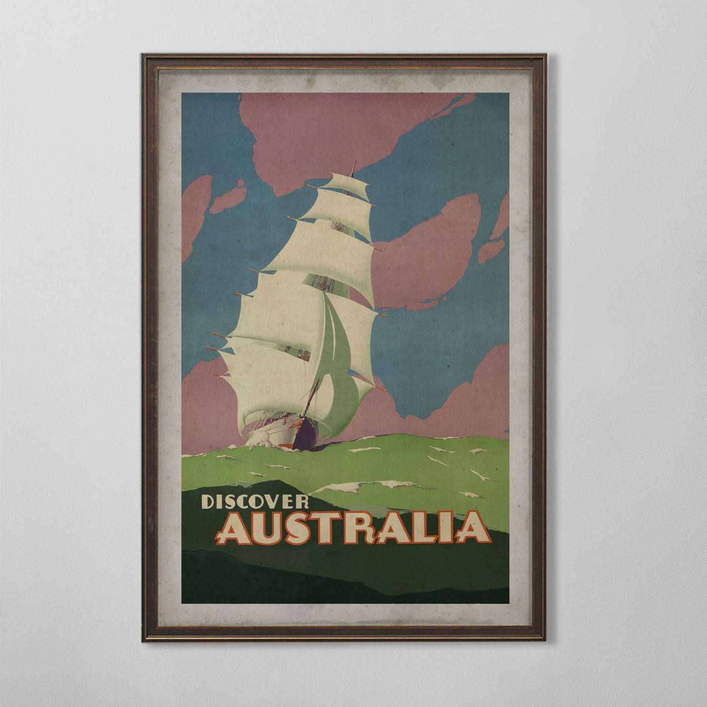 Vintage Australia Travel Poster, Australian Home Decor,  20th C.