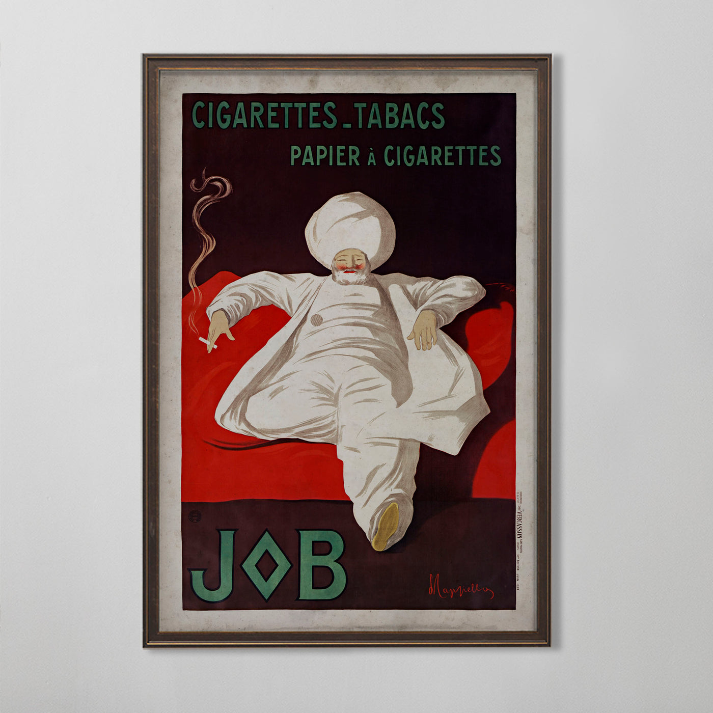 French Cigarette Poster, Job Cigarettes Advertisement, Vintage Tobacco Decor, 20th C.