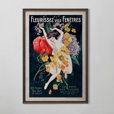 Fleurissez Vos Fenetres, Vintage French Poster, Botanical Art Print, 20th Century Wall Decor