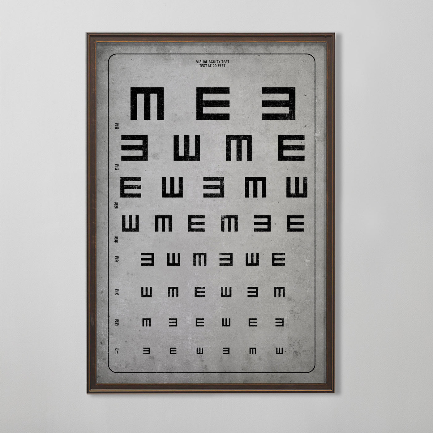 Tumbling 'E' Vision Test Chart Print, 20th Century Eye Chart, Vintage Optometry Chart Wall Art, Historical Medical Decor, Antique Eye Chart Poster