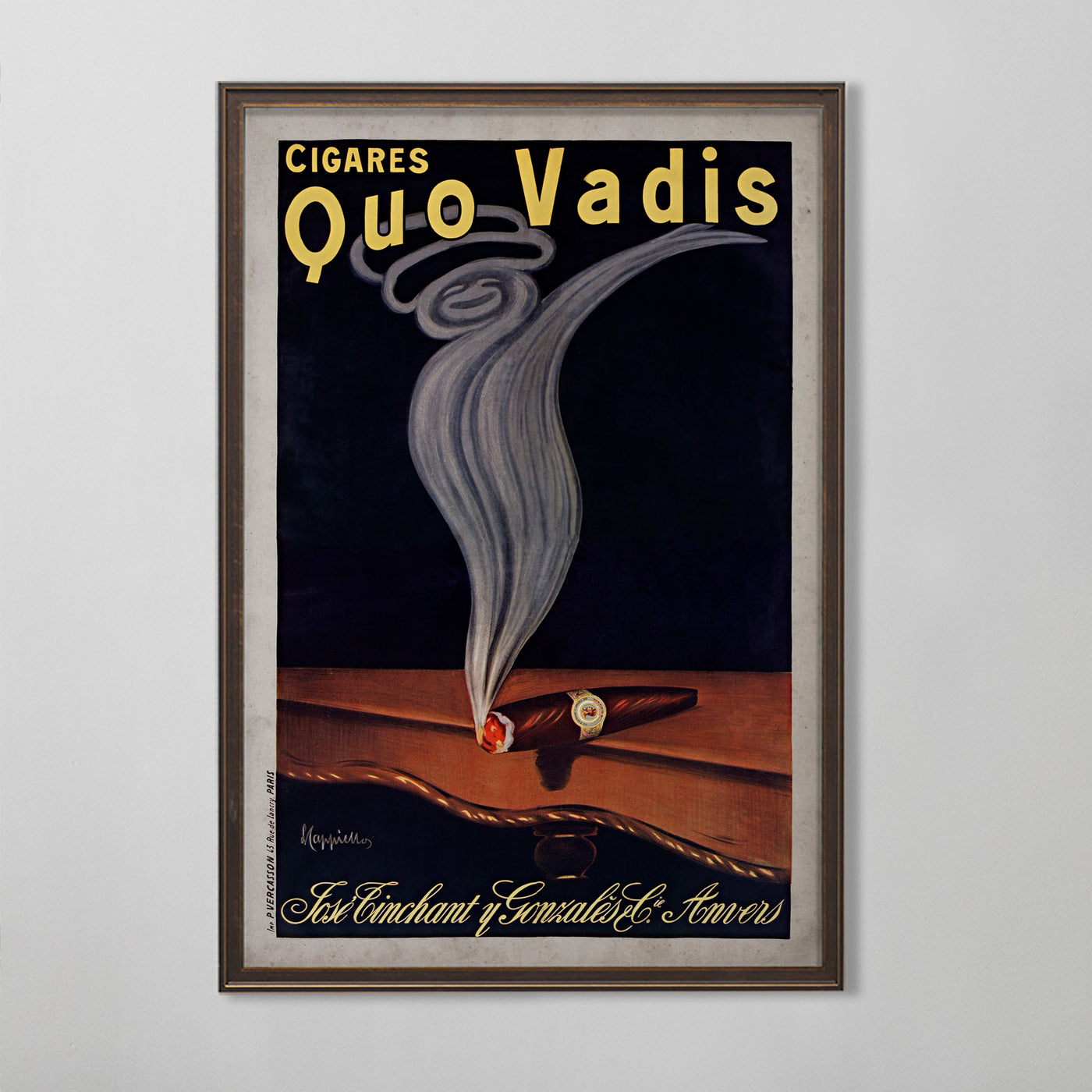 French Cigar Poster, Cigares Quo Vadis Advertisement, Vintage Smoking Decor, 20th C.