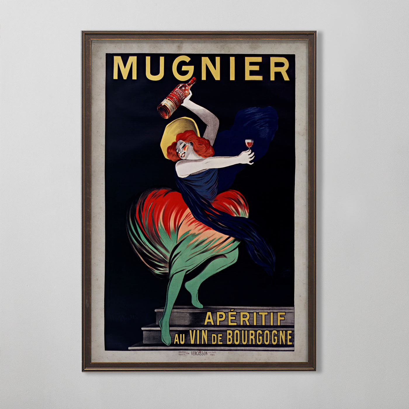 French Wine Advertisement, Mugnier Vin De Bourgogne Poster, Vineyard Wall Art, 20th C.