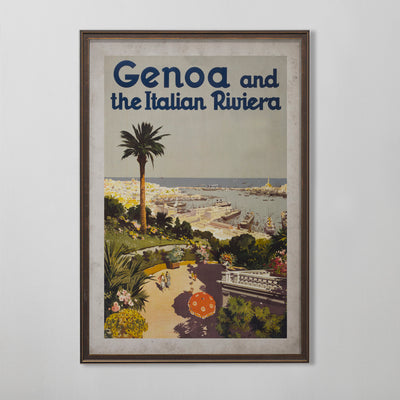 Vintage Italian Tourism Poster, Genoa and the Italian Rivera Travel Poster, 20th C.