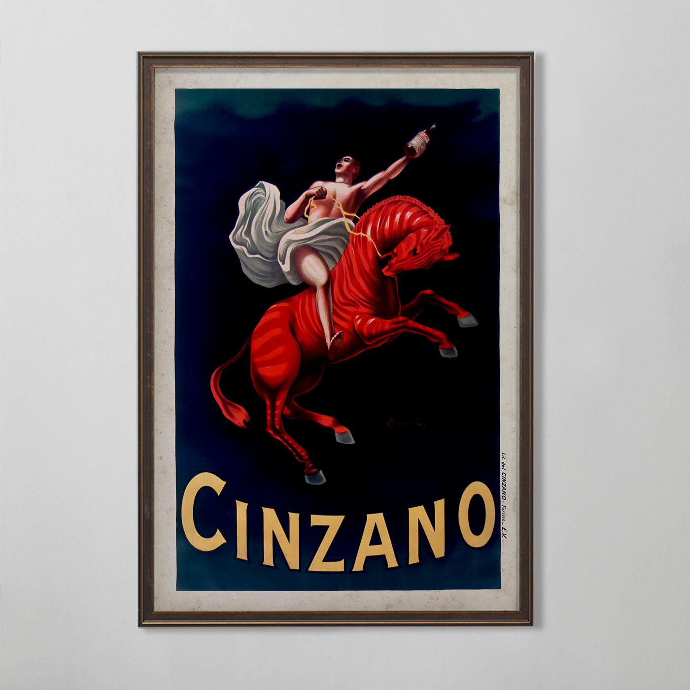 Vintage Italian Liquor Poster, Cinzano Italian, Italian Home Decor, 20th C.