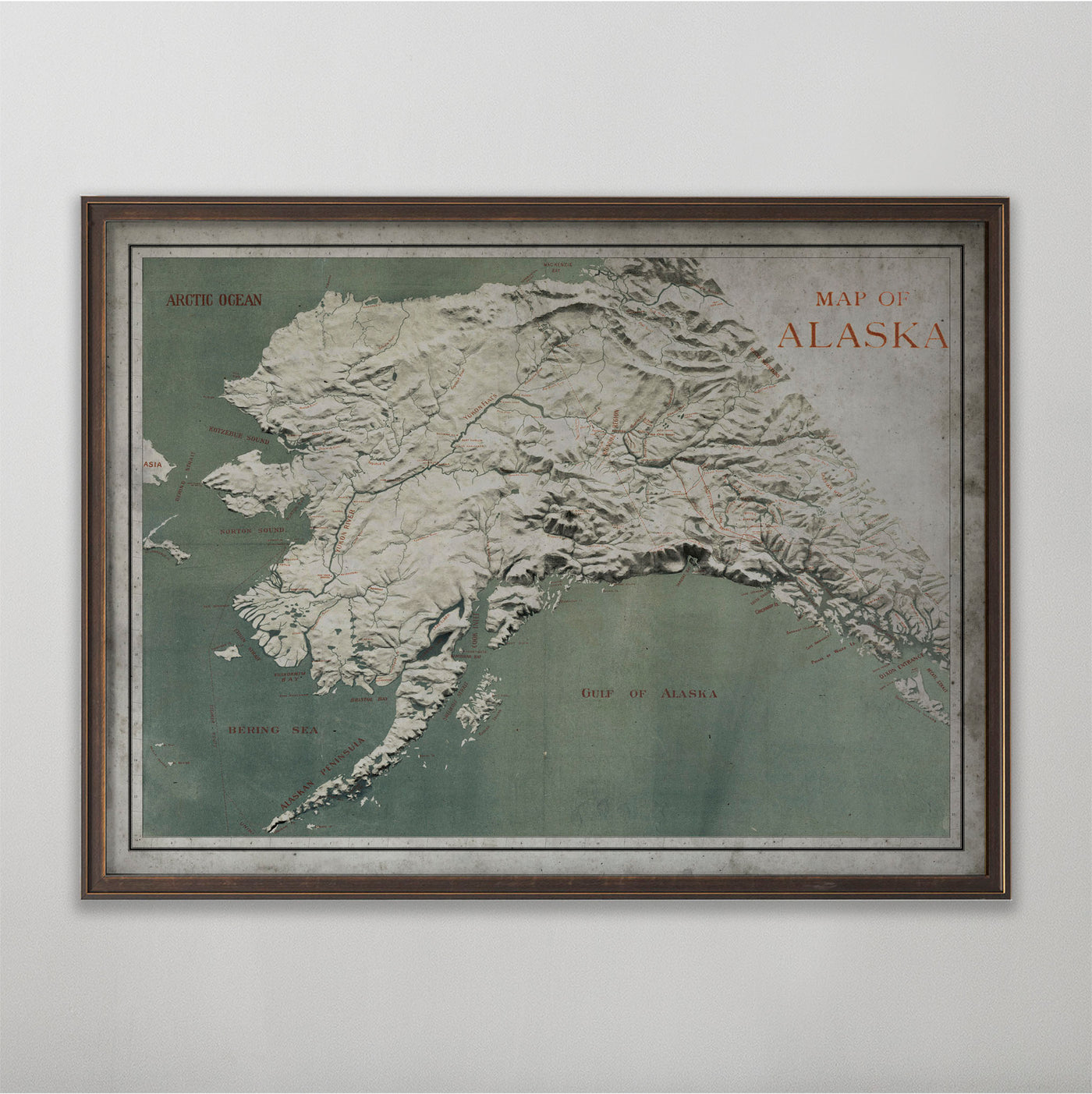 Alaska Map, Vintage Map of Alaska, Alaska Home Decor, 19th Century