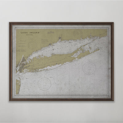 Long Island Map, Vintage Nautical Map of Long Island, New York Home Decor, 20th Century