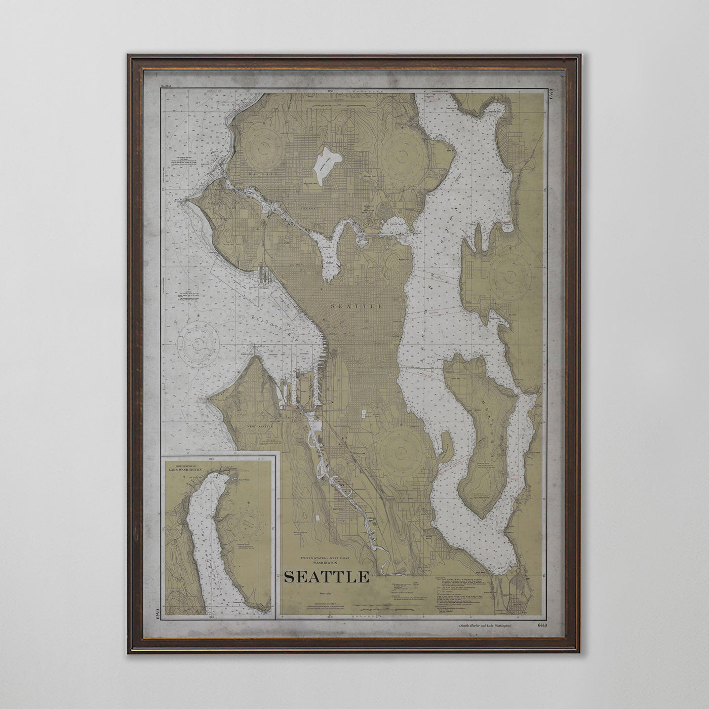 Seattle Map, Vintage Nautical Chart of Seattle, Washington Home Decor, 20th Century