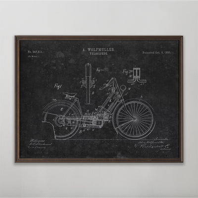 Motorcycle Patent, Vintage Motorcycle Patent Art, Antique Motorcycle Patent Wall Decor, c. 1895 A. Wolfmuller Velociped