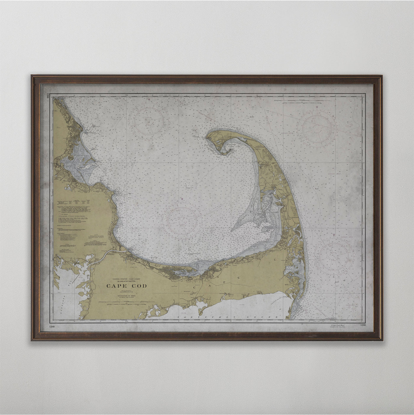 Cape Cod Map, Vintage Nautical Chart of Cape Cod, Cape Cod Home Decor, 20th Century