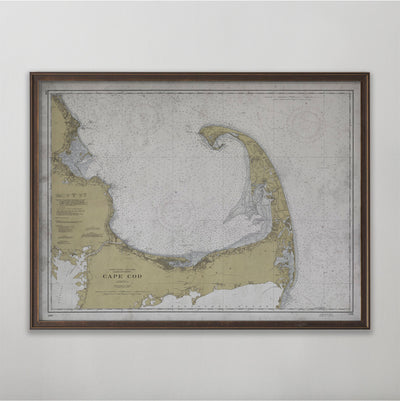 Cape Cod Map, Vintage Nautical Chart of Cape Cod, Cape Cod Home Decor, 20th Century