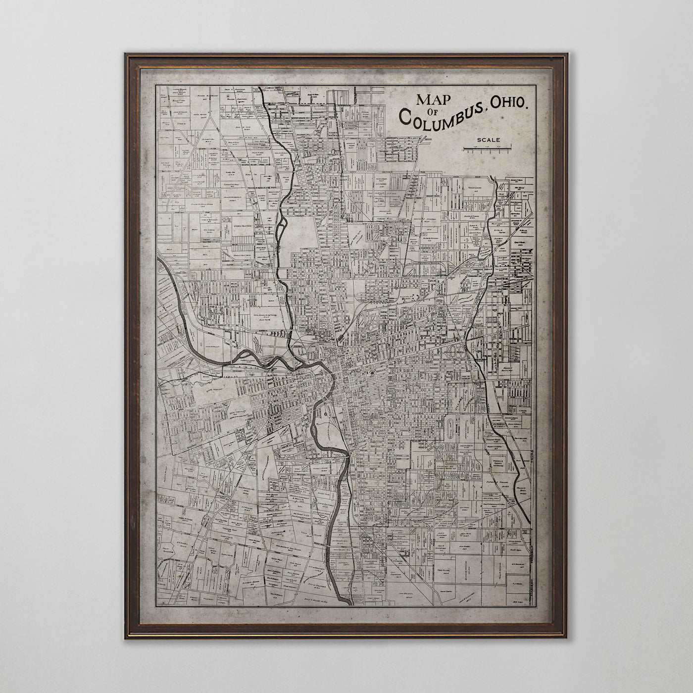 Columbus Map, Vintage Map of Columbus, Ohio Home Decor, 20th Century