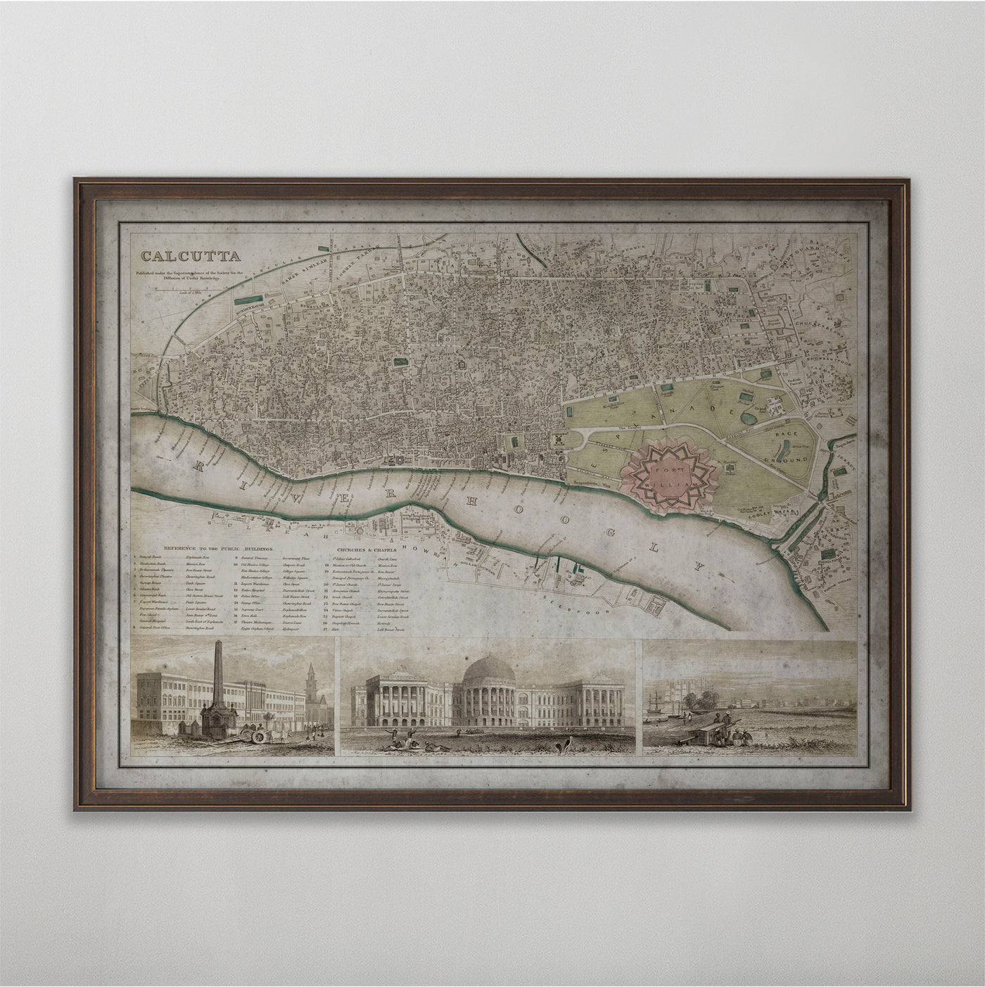 Calcutta Map, Vintage Map of Calcutta, Indian Home Decor, 19th Century