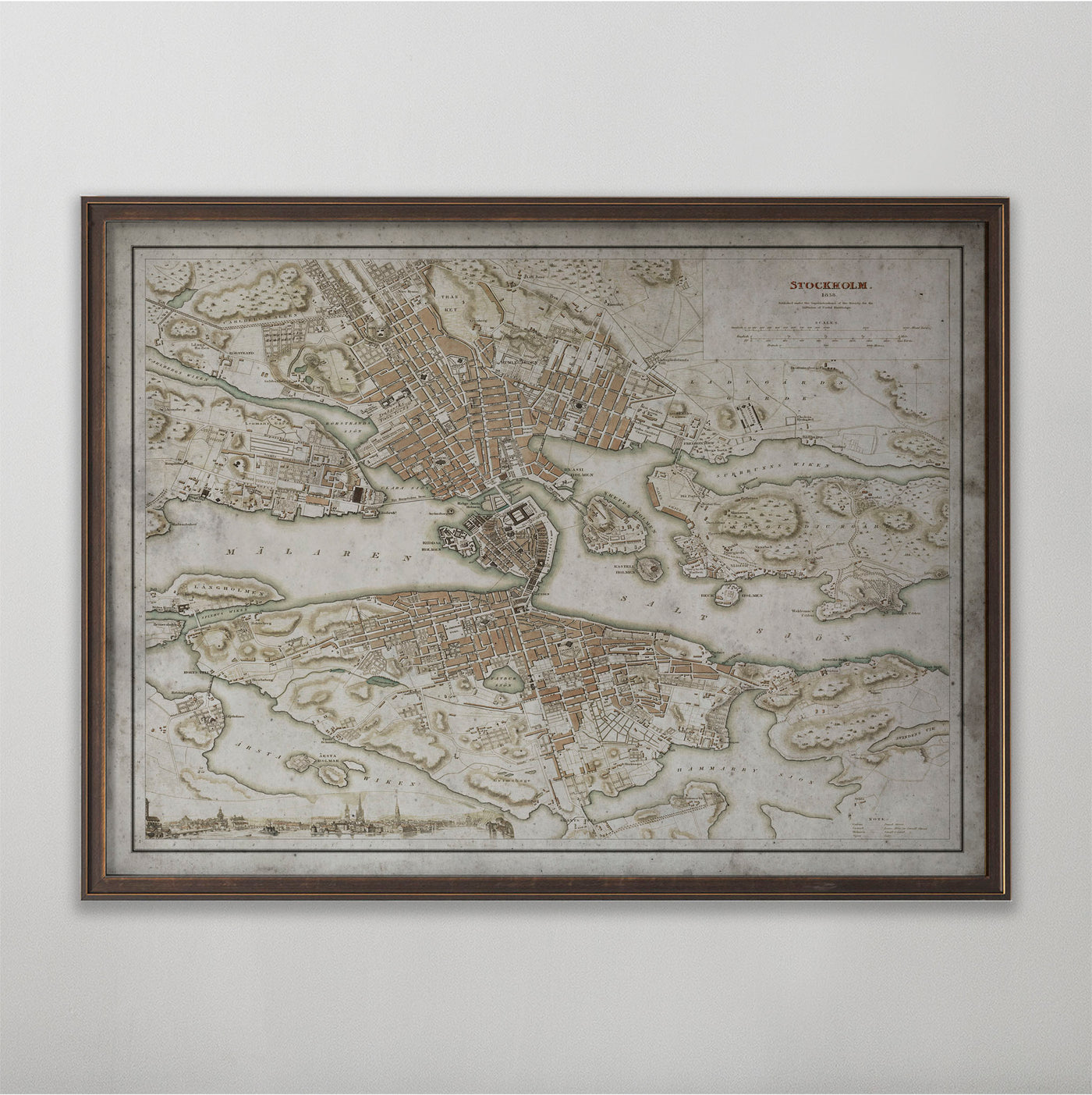 Stockholm Map, Vintage Map of Stockholm, Swedish Home Decor, 19th Century