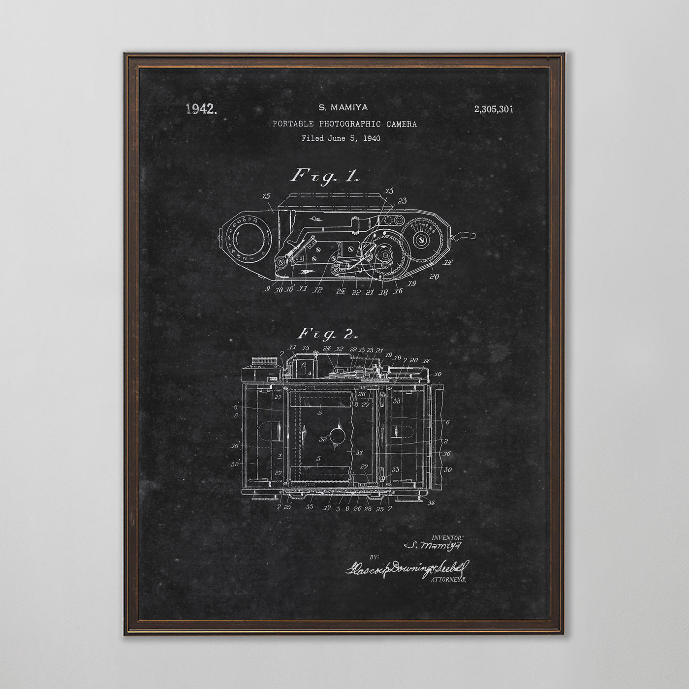 Portable Photographic Camera Patent, Vintage Camera Patent Art, Antique Camera Patent Wall Decor, c. 1942 S. Mamiya